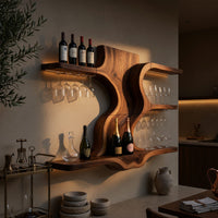 Solid Wood Wine Rack Open Shelf Entertaining Area, view 5