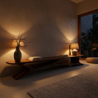 Cantilever Walnut TV Console on Sculpted Flared Legs, view 6