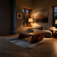Cantilevered Solid Wood Coffee Table on Angled Legs, view 6