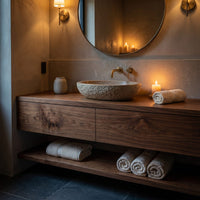 Solid Wood Bathroom Vanity Minimalist Natural Wall Mounted, view 6