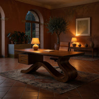 Double Wave Base Desk in Solid Walnut Hardwood, view 6
