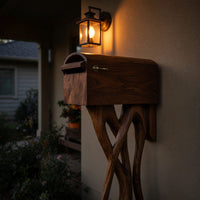 Solid Wood Mailbox Post Sculpture Patio Unique Garden Decoration, view 6