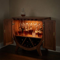 Solid Wood Bar Cabinet Wine With Bottle Storage Home, view 6