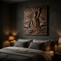 Hand-Carved Statue of Liberty Relief in Solid Walnut, view 6 — view 6