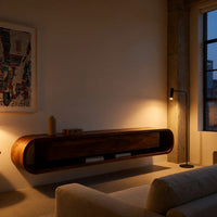 The Wall Lets Go: A Floating Walnut TV Console, view 6