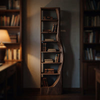 Solid Wood Standing Shelf With Curved Side Living Display, view 6