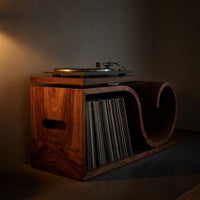 Solid Wood Record Player Stand Japandi Wave Cabinet Wellness Room, view 6