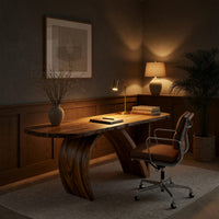 Oval Arch-Legged Desk in Solid Figured Hardwood, view 6