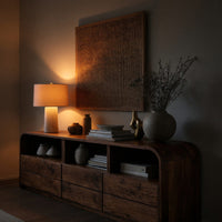 Solid Wood Sideboard Natural With Open Shelf Home, view 6