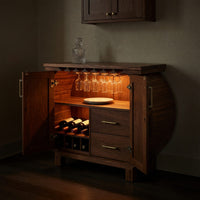 Solid Wood Bar Cabinet With Glass Holder Kitchen Island, view 6