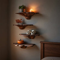 Solid Wood Mushroom Shelf Mid Century Halloween Living Room, view 6