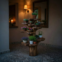 Solid Wood Planters Plant Stand With Multi Tier Tree Design Garden, view 6