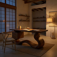 Serpentine Base Desk for a Sunlit Studio Corner, view 6