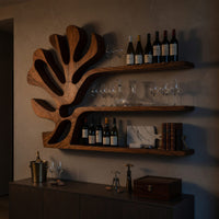 Solid Wood Wine Rack Rustic Wall Breakfast Nook Bottle Arrangement, view 6