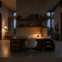 Trunk-Form Desk with Branching Wall Shelf Column, view 6