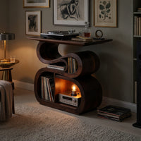 Solid Wood Record Player Stand Mid Century Console Vinyl Collection Area, view 6