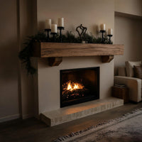 Solid Wood Floating Fireplace Mantel Rustic Beam Living Room, view 6