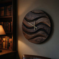 Solid Wood Clock Artistic Minimal Wall Living Room, view 6