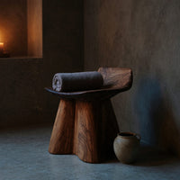 Solid Wood Teak Shower Bench Farmhouse Stool Rustic Bathroom Interiors, view 6