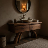 Solid Wood Live Edge Vanity Mid Century Handmade Sink Spa Bathroom, view 6