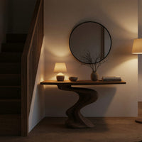 S-Curve Pedestal Console Table in Solid Hardwood, view 6