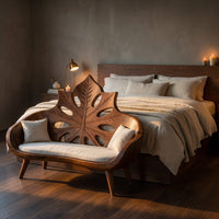 Contemporary Sunburst Leaf Back Bench For Lounge Interior Space, view 6