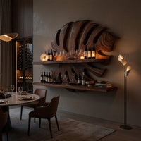 Solid Wood Wine Rack Handcrafted Wall Entryway Beverage Showcase Unit, view 6