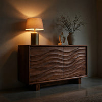 Solid Wood Sideboard Wave Carving Kitchen, view 6