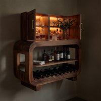 Solid Wood Bar Cabinet Wine With Rounded Edges Dining Island, view 6