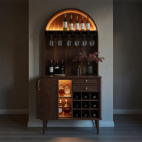 Solid Wood Bar Cabinet Classic Wine With Storage Dining Room, view 6