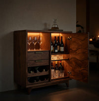 Solid Wood Bar Cabinet Wine Natural Dining Room, view 6