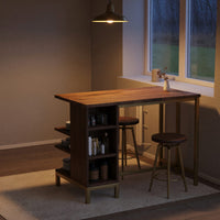 Solid Wood Bar Table Industrial Kitchen With Metal Legs Apartment Dining, view 6