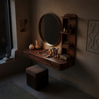 Solid Wood Dressing Table Rustic Vanity Desk Bedroom Room Personal Makeup, view 6