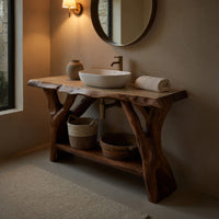 Solid Wood Live Edge Vanity Bathroom Clean Bathroom Layout, view 6