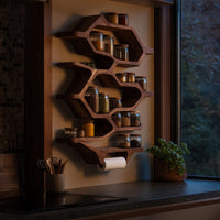 Solid Wood Spice Rack Handcrafted Kitchen Organization, view 6