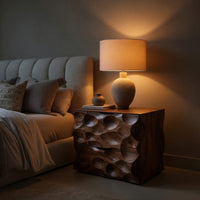 Solid Wood Nightstand Carved With Two Drawers Bedroom, view 6