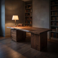 Luxury Solid Wood Executive Desk with Live Edge Top, view 6