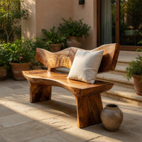 Solid Wood Outdoor Garden Bench Live Edge Entryway Natural Home Interiors, view 6