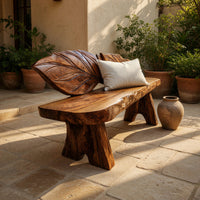 Solid Wood Outdoor Garden Bench Live Edge Solid Entryway, view 6