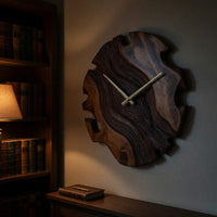 Solid Wood Clock Elegant Sculptural Wall Living Room, view 6