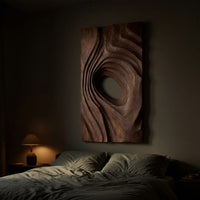 Deep-Relief Spiral Wall Panel in Walnut, Made to Order, view 6 — view 6