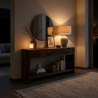 Slab-Sided Three-Drawer Console Table in Solid Walnut, view 6