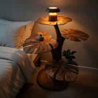 Handmade Wood Side Table With Leaf Shape Tabletop For Lounge, view 6