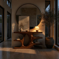 Console Table on a Sculpted Center Column in Solid Walnut, view 6