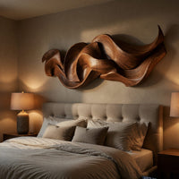 Drifting Ribbon Wall Sculpture in Warm Grained Hardwood, view 6 — view 6
