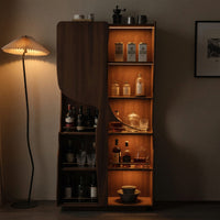 Solid Wood Bar Cabinet Sculptural With Curved Doors Kitchen Living Room, view 6