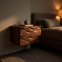 Solid Wood Nightstand Minimalist Wall Mounted Small Bedroom, view 6