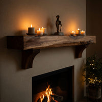 Solid Wood Floating Fireplace Mantel Rustic Live Edge Shelf Living Room, view 6