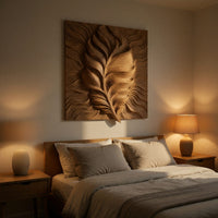 Plumeleaf Feather Wall Sculpture in Carved Wood, view 6 — view 6