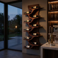 Solid Wood Wine Rack Rustic Natural Home Bar Wall Storage, view 6